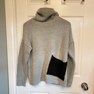 Design Lab Oversized Drop Shoulder Big Pocket Cowlneck Sweater Oversize XS S